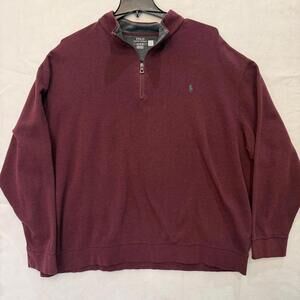Polo Ralph Lauren Luxury 1/4 Zip Pullover Mens 3XL Sweater Spring Wine Heather
